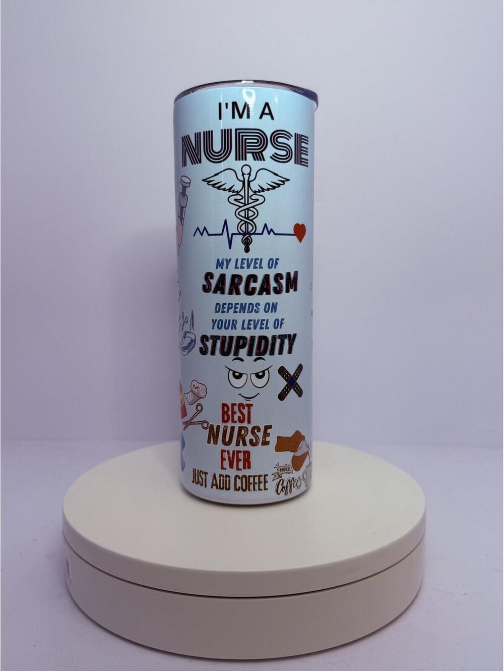 20 oz Nursing Stainless Steel Tumbler with Lid, Straw